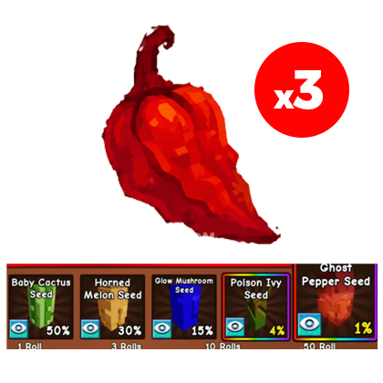 Grow a Garden 2 ShopGhost Pepper Pack×3 Roll