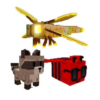 Grow a Garden Items Dragonfly + Disco Bee + Raccoon Bundle