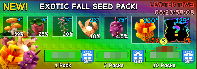 Grow a Garden Items Exotic Fall Seed Pack*10